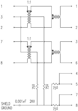 RJ45 网络接口插座内部结构原理图