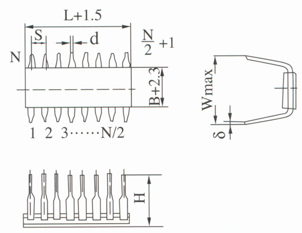 DIP 双列直插式外形图及外形尺寸